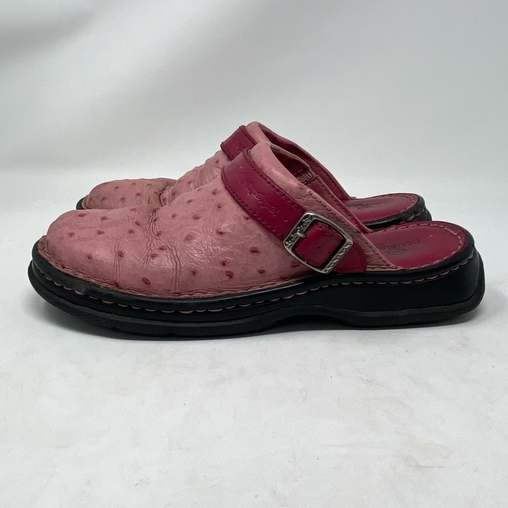 Double H Pink Leather Slide On Clogs - Picture 2 of 13